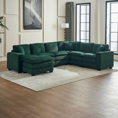 U-Shaped Sectional Sofa (6-Seat) with Ottoman
