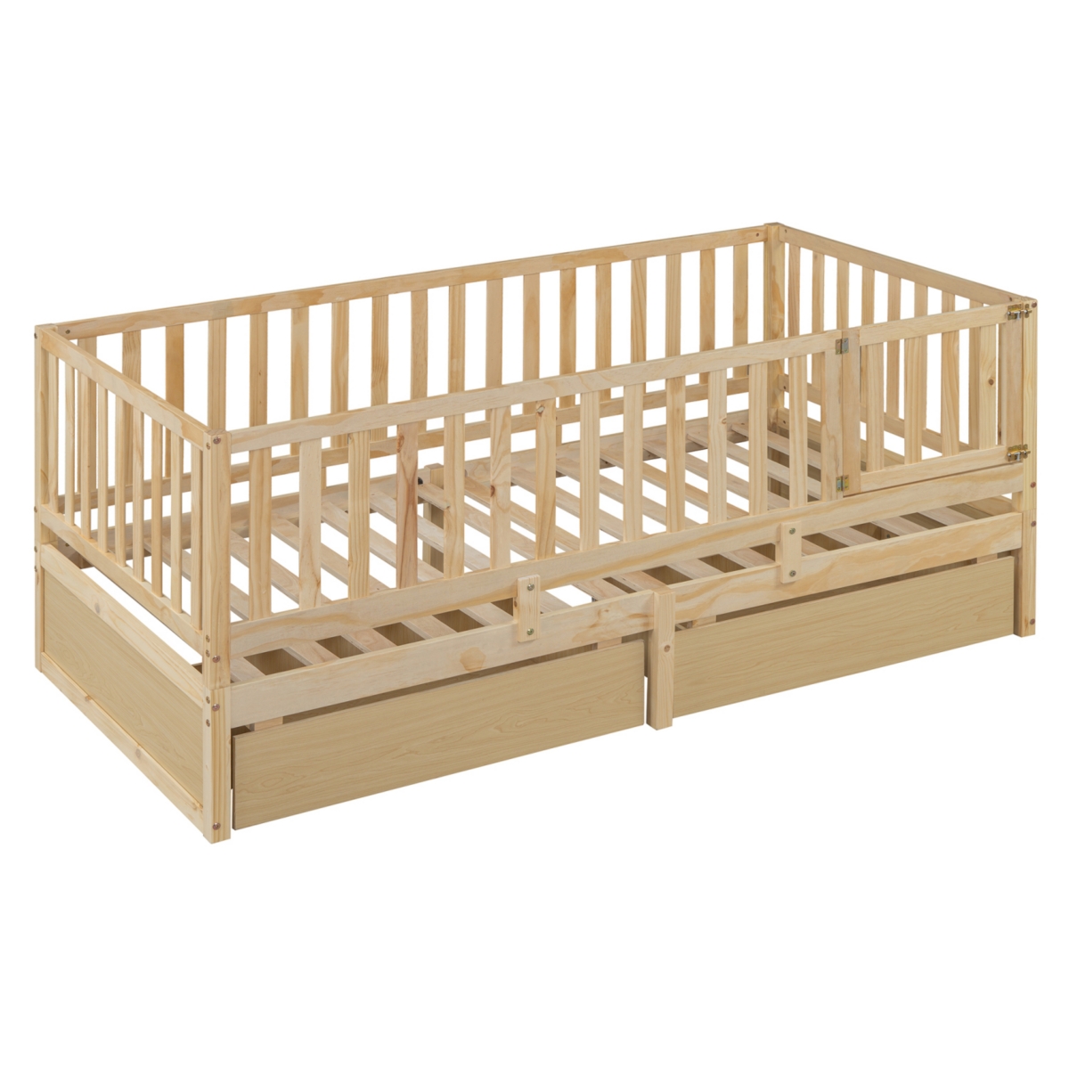 Streamdale Furniture Twin Size Wood Daybed with Guardrails and Drawers