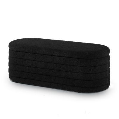 Modern Boucle Teddy Ottoman with Storage