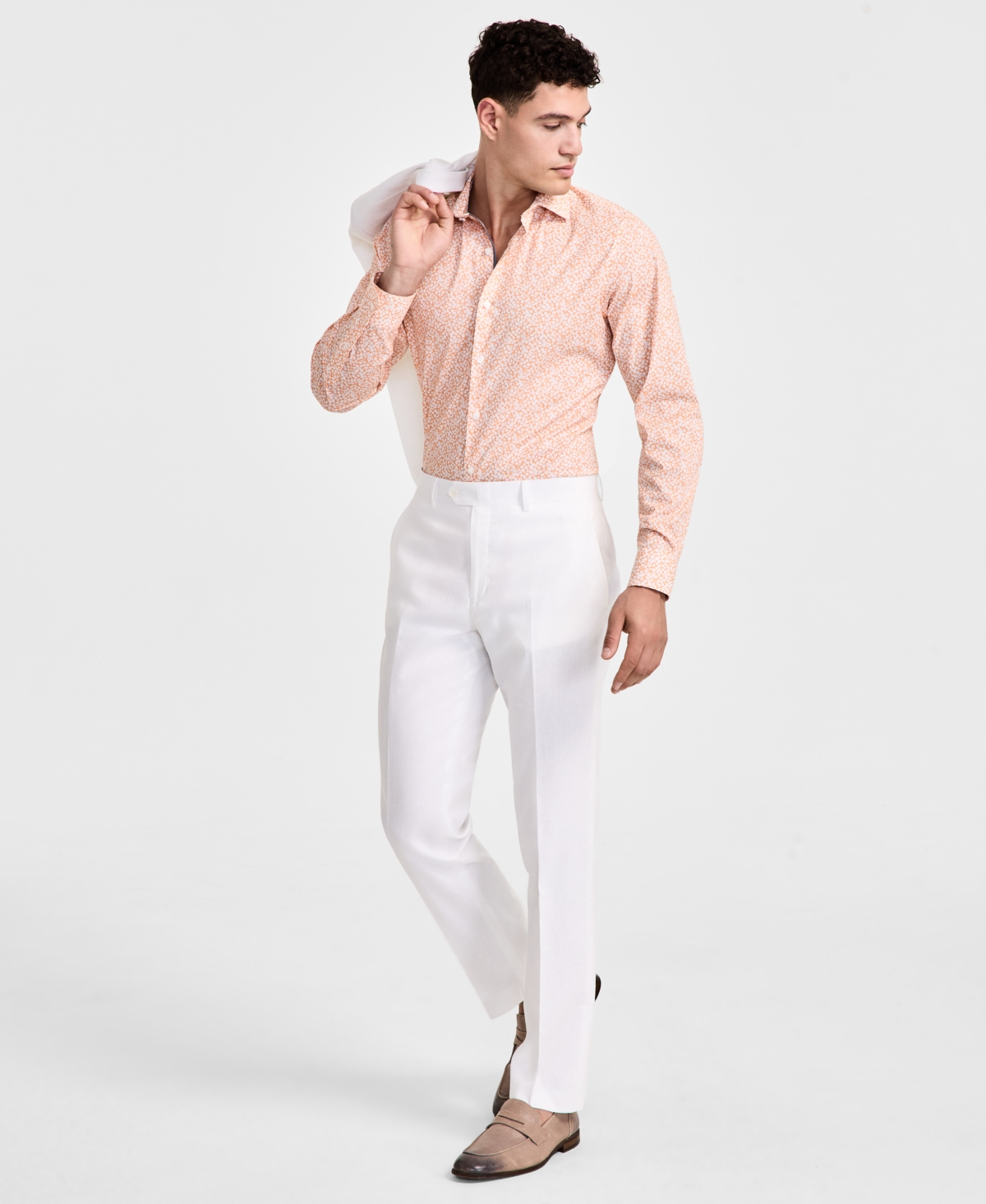 Men's Slim-Fit Linen Suit Pants, Exclusively at Macy's - White