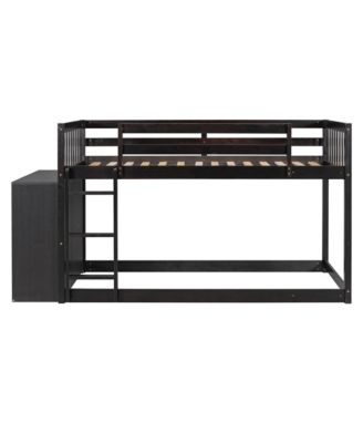 Twin over Twin Bunk Bed with 4 Drawers and 3 Shelves