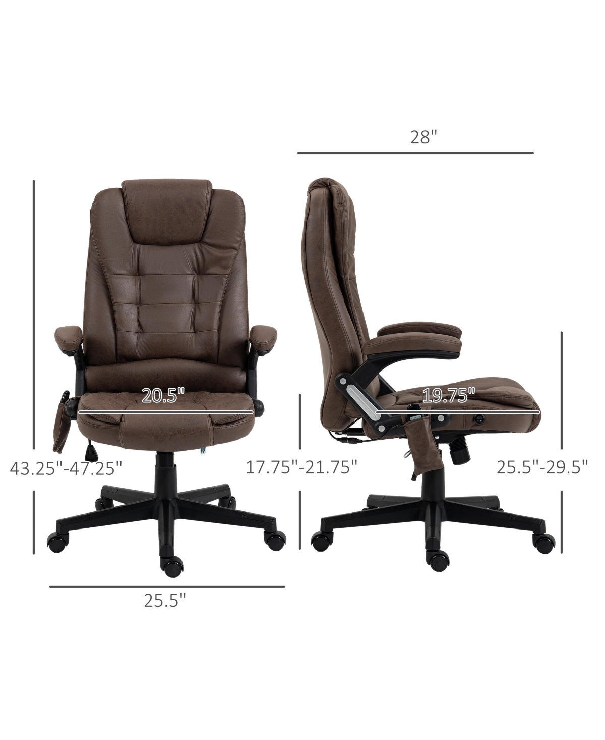 Streamdale Furniture 6 Point Vibrating Massage Office Chair with Heat, Microfiber High Back Executive Office Chair