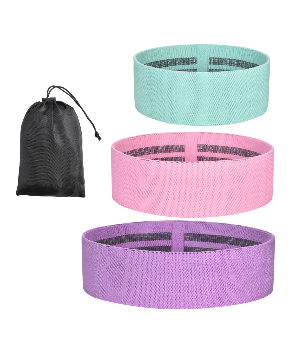 3 Pack Resistance Loop Bands Set Workout Fitness Fabric Bands Gym Home Yoga - Natrual