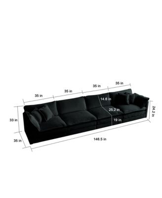 U-Shape Chenille Sofa with Reversible Chaise & Ottomans