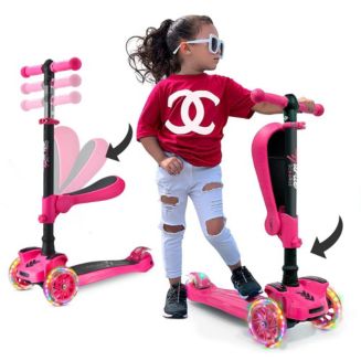 Hurtle Kids Scooter - Child Toddler Kick Scooter Toy with Foldable Seat ...