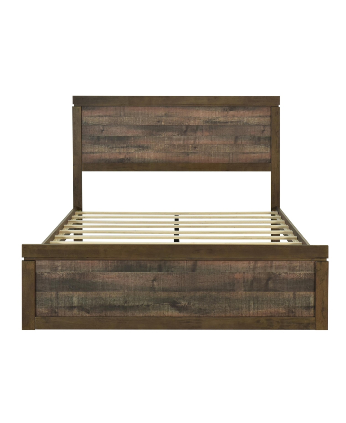 Streamdale Furniture Vintage Farmhouse Queen Platform Bed with Wooden Slats, No Box Spring