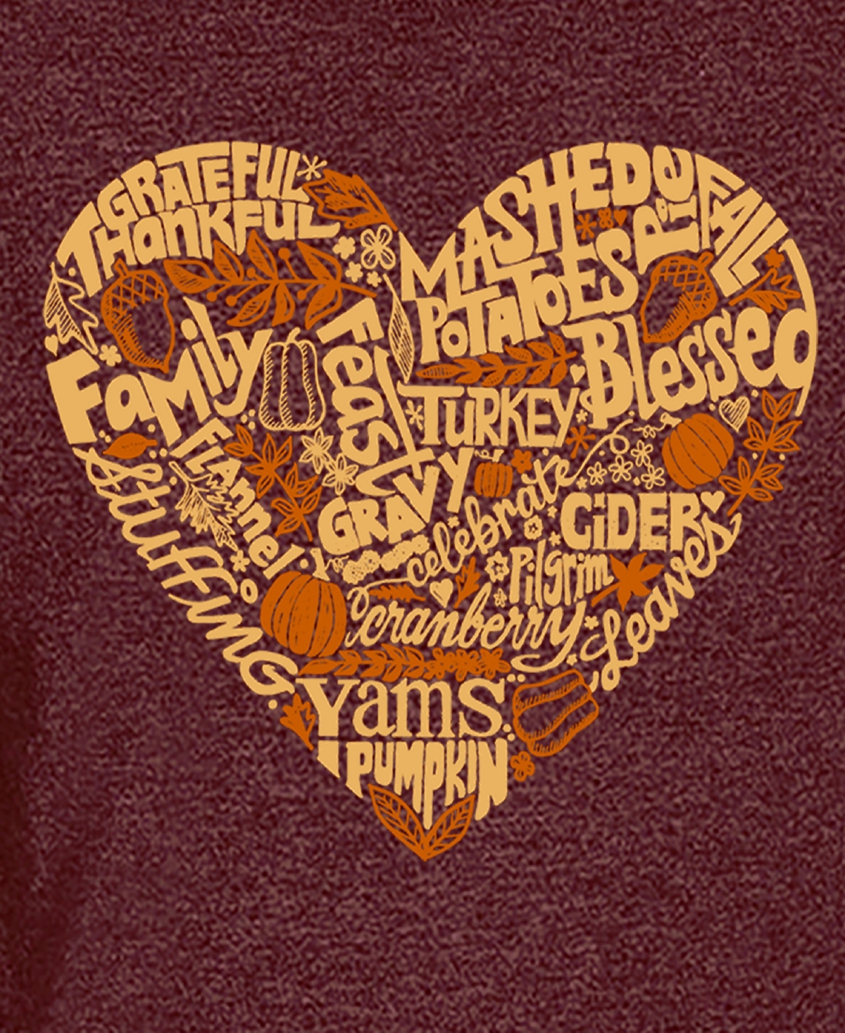 La Pop Art Men's Thanksgiving Heart Premium Blend Word Art T-Shirt