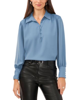 1.STATE - Women's Collared Blouson-Sleeve Poet Blouse