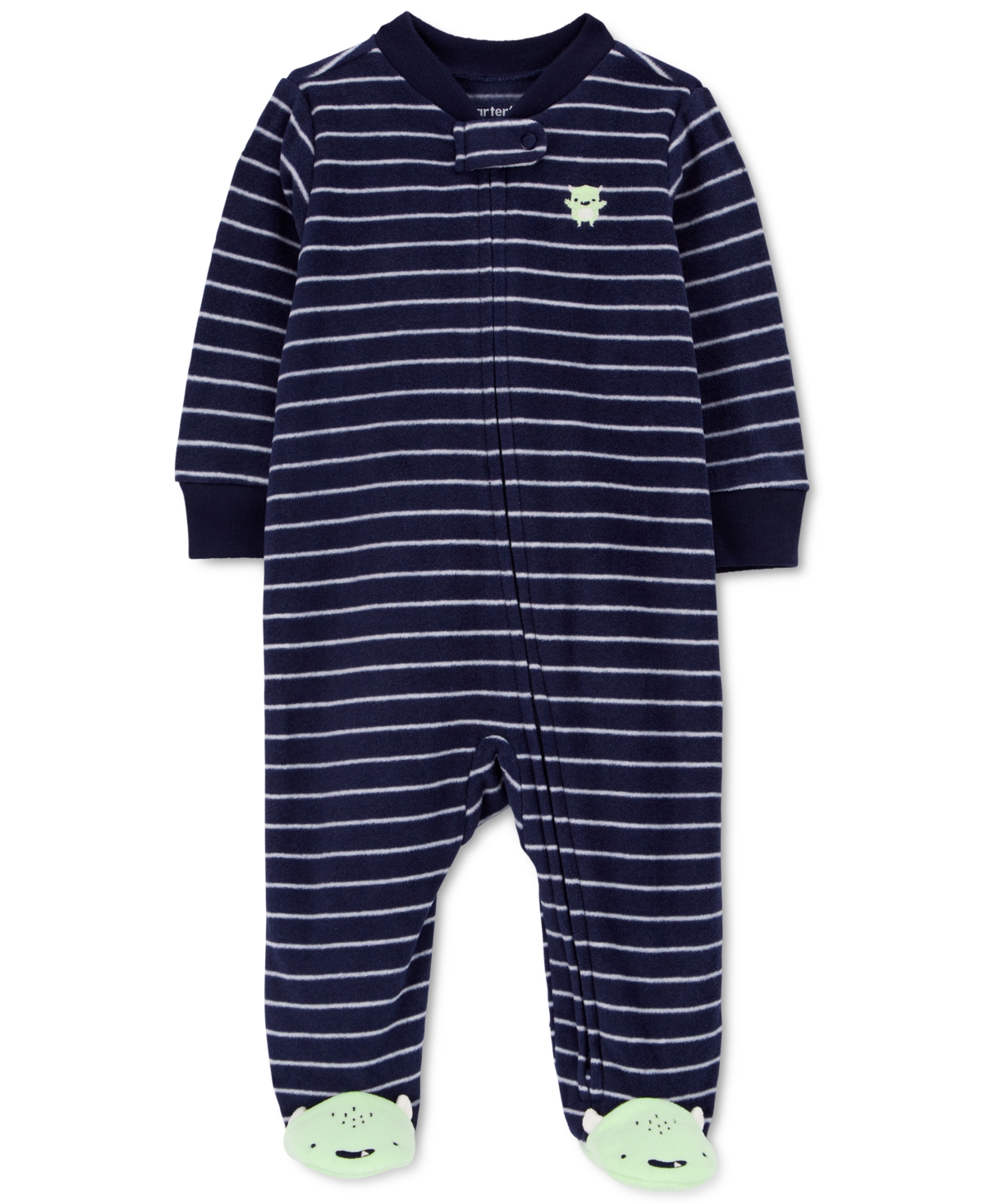 Carter's Baby Boys And Baby Girl 2 Way Zip-up Sleep & Play Fleece Footie Pajamas In Navy,monster