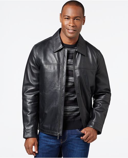 Perry Ellis Open Bottom Leather Jacket with Lining - Coats & Jackets ...