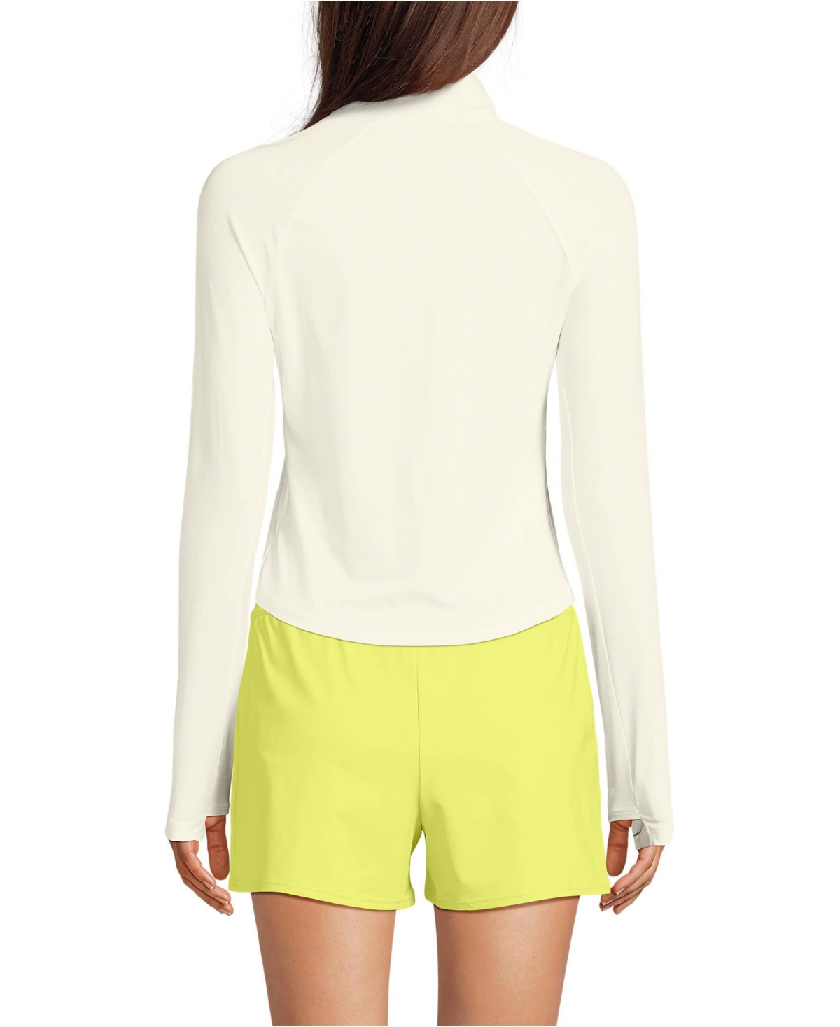 Lands' End Women's Cooling Quarter Zip Long Sleeve Mock Neck Upf 50 Sun Protection Rash Guard