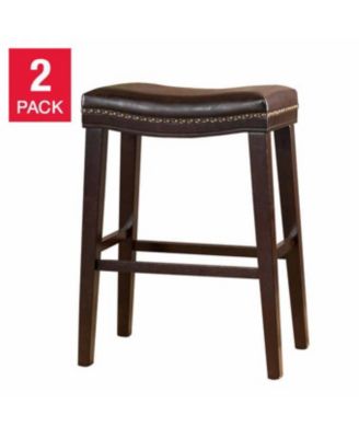 Saddle Counter Stool with Nailhead Trim (Set of 2)