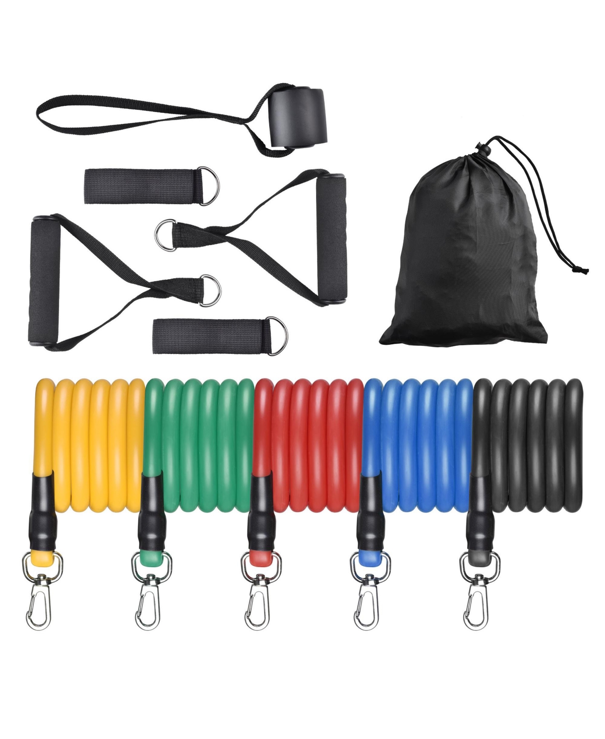 5 Tubes Resistance Bands Set Exercise Workout Stackable 100Lbs Ankle Strap Home - Natrual