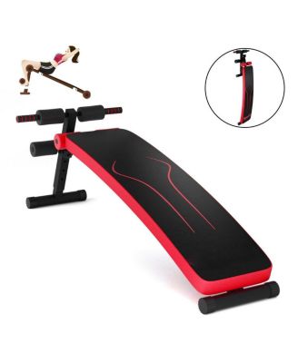 Folding Weight Bench Adjustable Sit-up Board Workout Slant Bench-Red