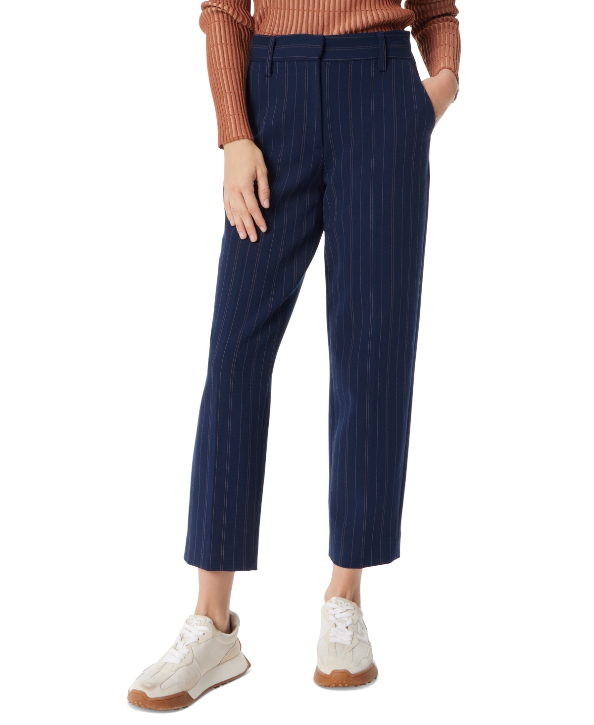 SAM EDELMAN WOMEN'S PINSTRIPE SLIM-FIT TROUSERS 