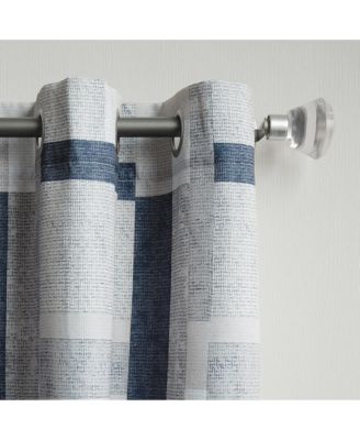 Valerie Blockade Geometric Blocks Semi-Sheer Grommet Curtain Panel