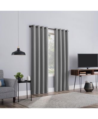 Cayden Grid Texture Draft Shield Fleece Insulated 100% Blackout Grommet Curtain Panel