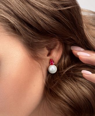 Cultured Freshwater Pearl (8-1/2mm) and Birthstone Stud Earrings in 18k Gold-Plated Sterling Silver, 18k Rose Gold-Plated Sterling Silver or Sterling Silver