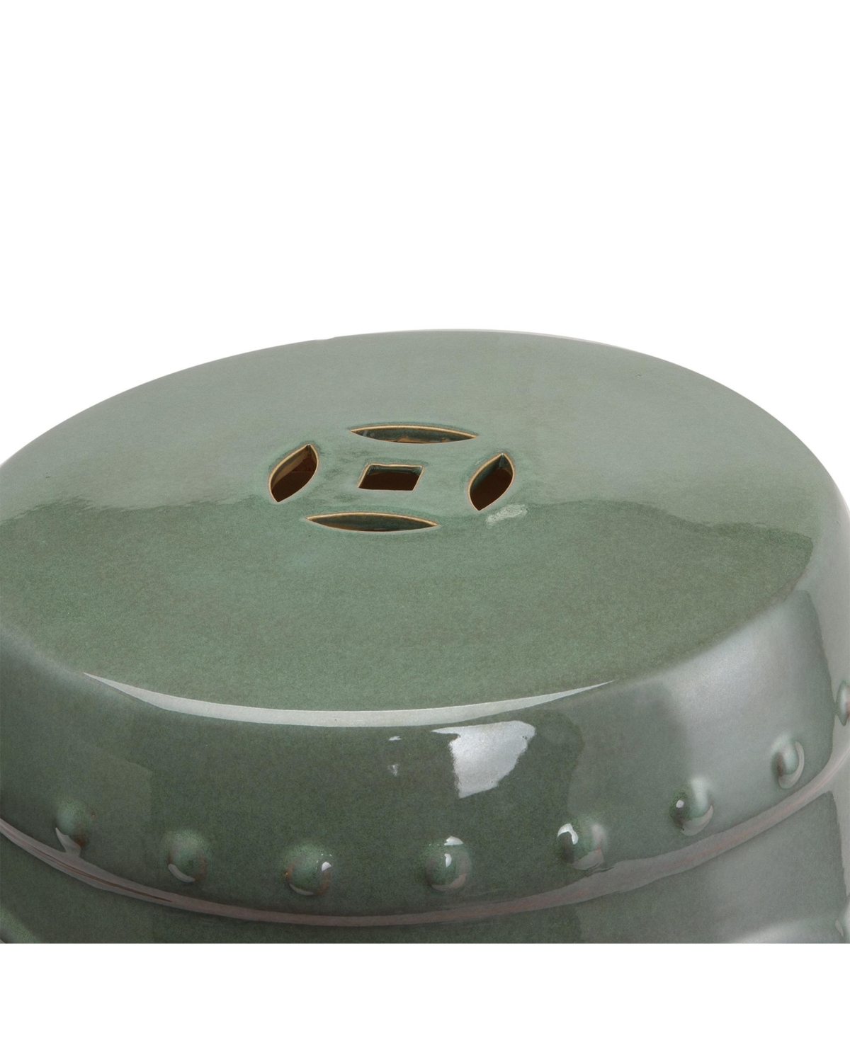 Streamdale Furniture Ceramic Garden Stool with Double-Coin Knot Design, Glazed(14