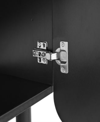 Simplie Fun Black Cream Style Minimalist Shoe Cabinet with Wave Doors