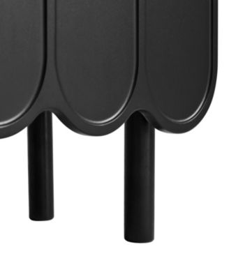 Simplie Fun Black Cream Style Minimalist Shoe Cabinet with Wave Doors