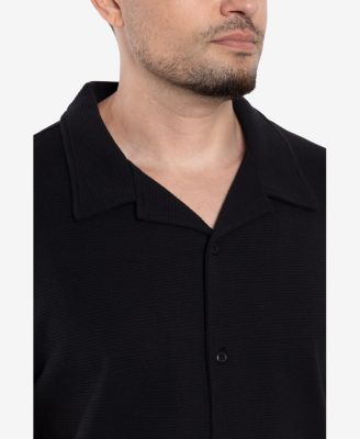 Men's Camp Collar Short Sleeve Textured Button-Up Shirt