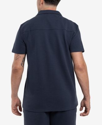 Men's Camp Collar Short Sleeve Textured Button-Up Shirt