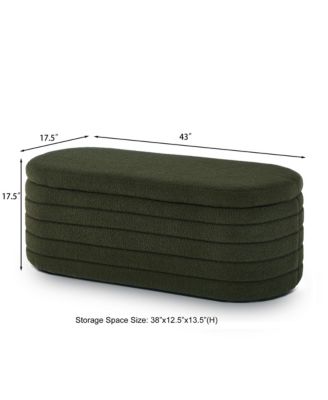 Boucle Fabric Ottoman Bench with Storage and Safety Hinge
