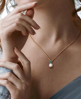 Cultured Freshwater Pearl (8-1/2mm) Birthstone 18" Pendant Necklace  in 18k Gold-plated Sterling Silver,18k Rose Gold-plated Sterling Silver or Sterling Silver