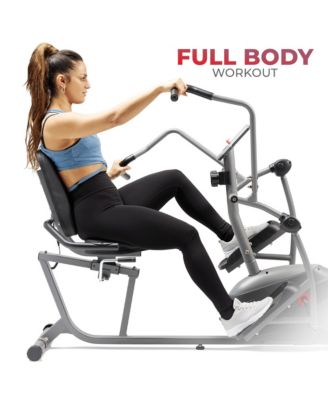 Performance Recumbent Cross Trainer & Elliptical Bike with Dual Motion Arm Exercisers, SunnyFit App Enhanced Bluetooth Connectivity
