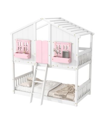 Streamdale Twin Loft House Bunk Bed with Roof and Accessories