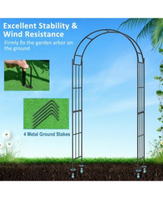 7.5 Feet Metal Garden Arch for Climbing Plants and Outdoor Garden Decor-Black