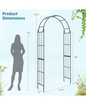 7.5 Feet Metal Garden Arch for Climbing Plants and Outdoor Garden Decor-Black