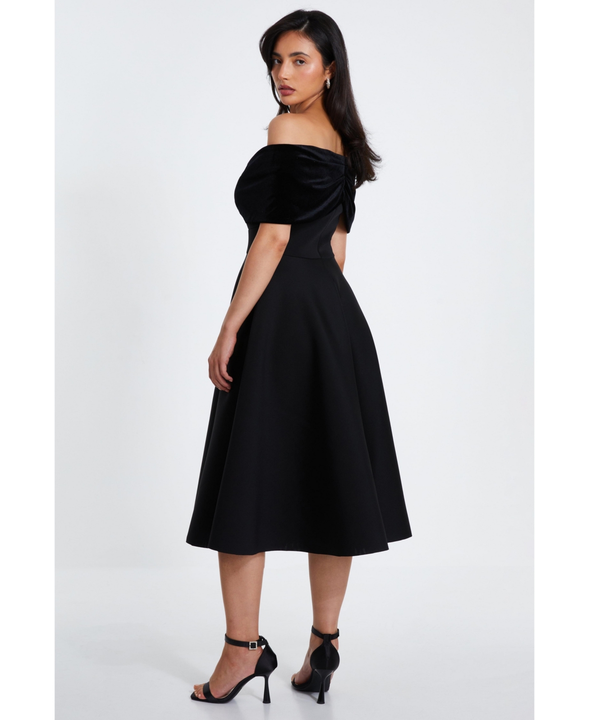 Quiz Women's Velvet and Scuba foam Bardot Skater Dress