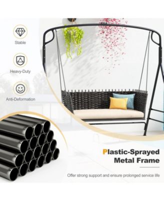 Outdoor Metal Swing Frame with Extra Side Bars-Black