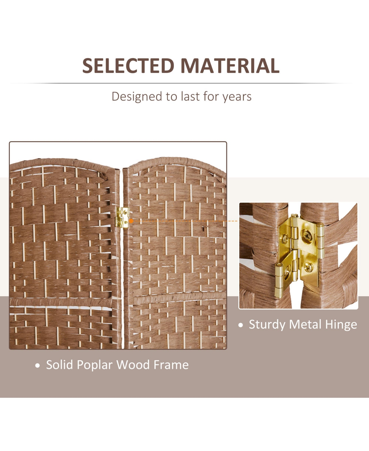 Streamdale Furniture 6' Tall Wicker Weave 6 Panel Room Divider Privacy Screen -- Natural