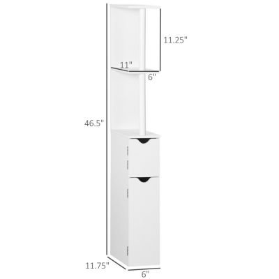 Tall Bathroom Storage Cabinet with Open Shelves and Doors