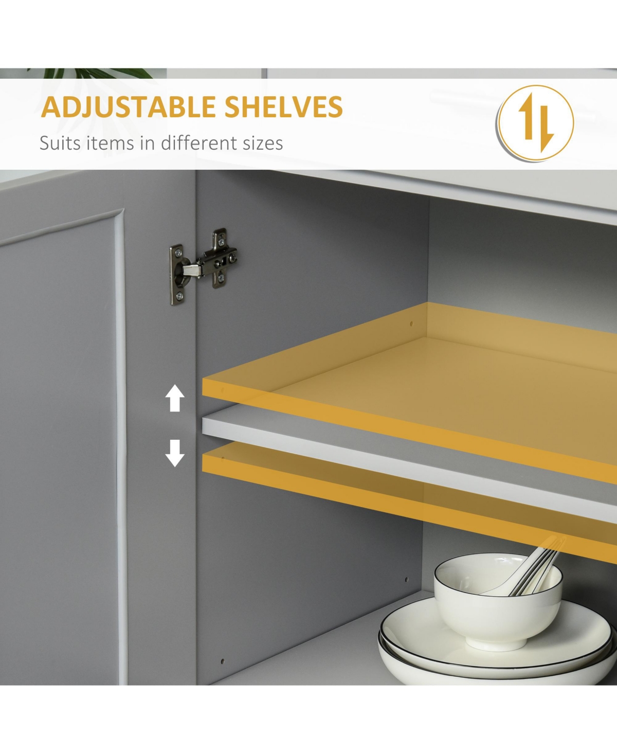 Streamdale Furniture Modern Pantry Cabinet with Doors, Drawer, Adjustable Shelves,- Grey