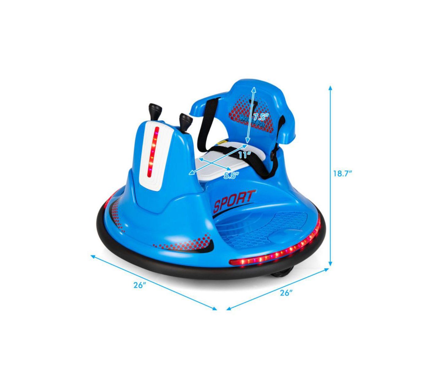 Детская игрушка VEBREDA 6V Bumper Car 360-Degree Spin Ride-On Car, Ages 3+, цвет: Синий — фото 6