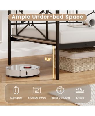 Metal Daybed Frame Twin Size Mattress Foundation w/ Metal Slat Support Black