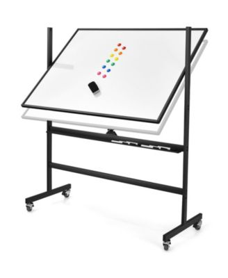 48 x 36 Inch Mobile Magnetic Double-Sided Reversible Whiteboard Height Adjust