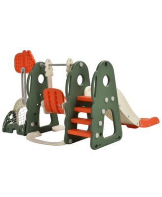 6 in 1 Toddler Slide and Swing Set with Ball Games