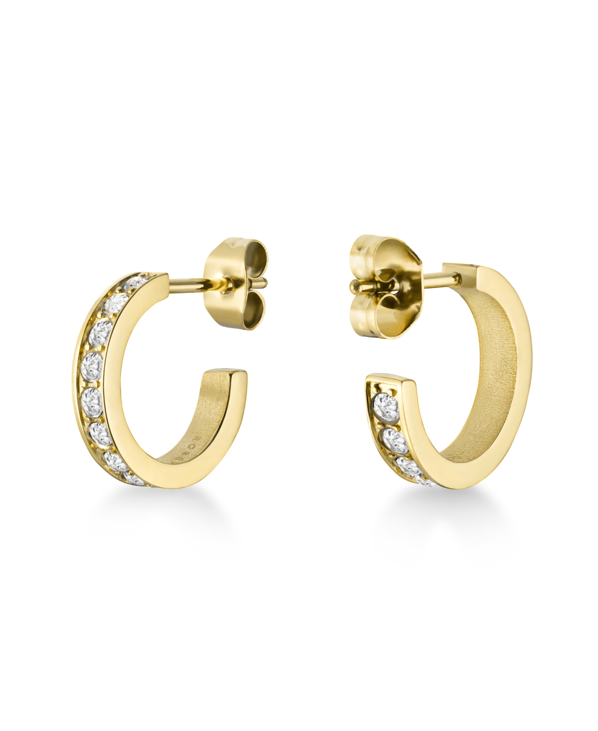 Crystal Hoop In 14K Yellow Gold Plated Stainless Steel - Gold