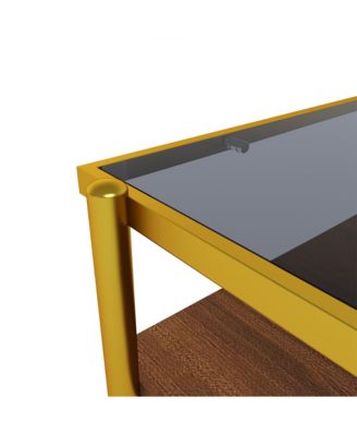 Modern Glass Coffee Table with Golden Legs