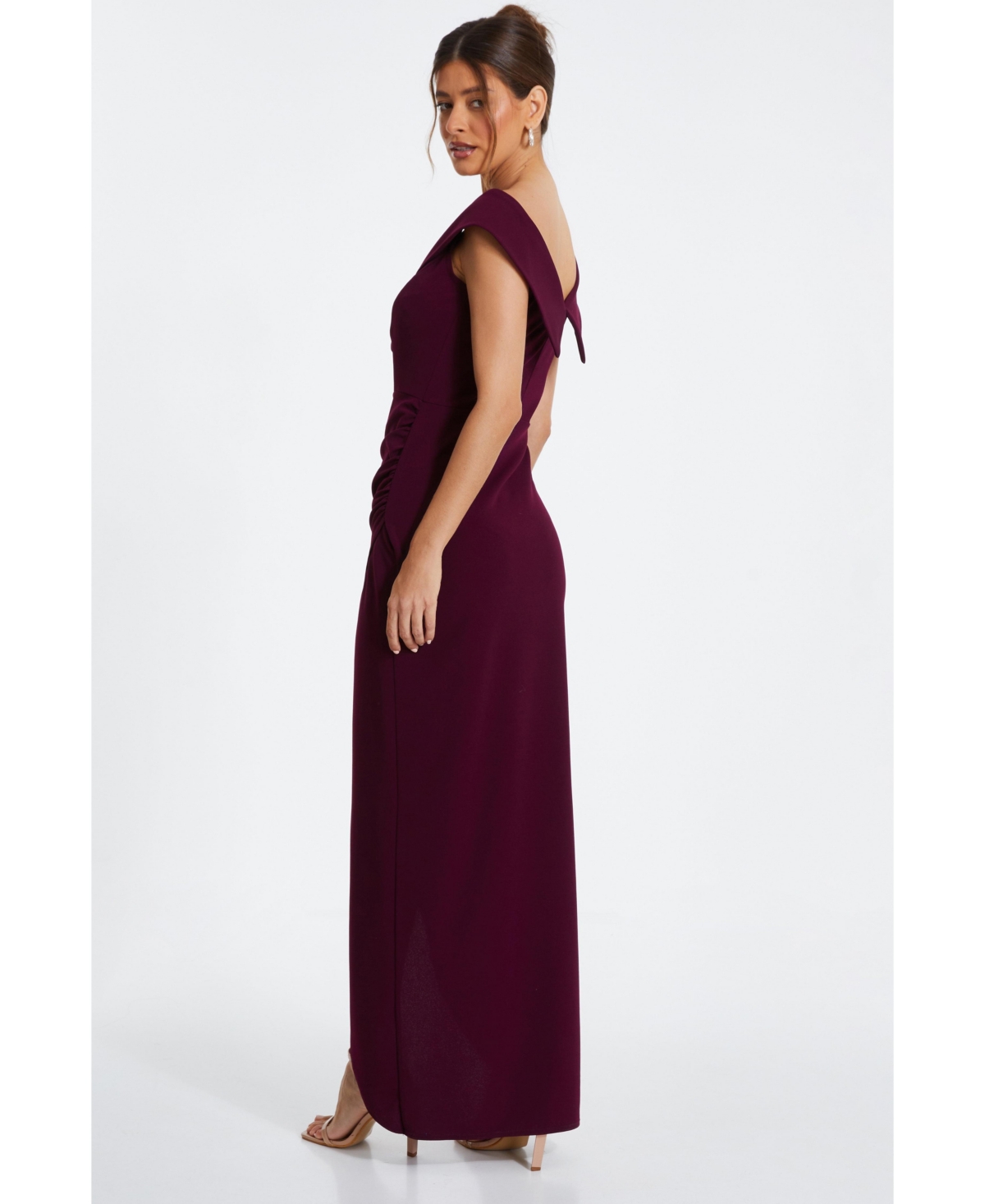 Quiz Women's Scuba Crepe Wrap Bardot Maxi Dress