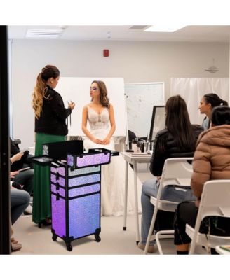 Mermaid Purple 4in1 Rolling Makeup Train Case Cosmetic Organizer Wheel