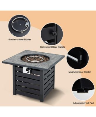 Square Propane Fire Pit Table with Lava Rocks and Rain Cover