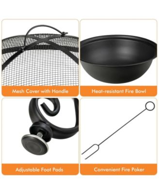 35.5 Feet Patio Fire Pit Dining Table With Cooking BBQ Grate