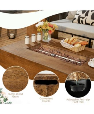 48 x 27 Inch Outdoor Gas Fire Pit Table 50 000 BTU with Lava Rocks and Cover