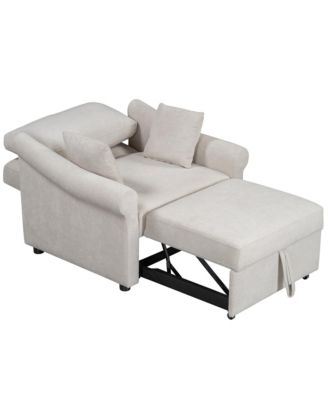 Chenille Convertible Sleep Chair, 3-in-1 Lounger to Bed